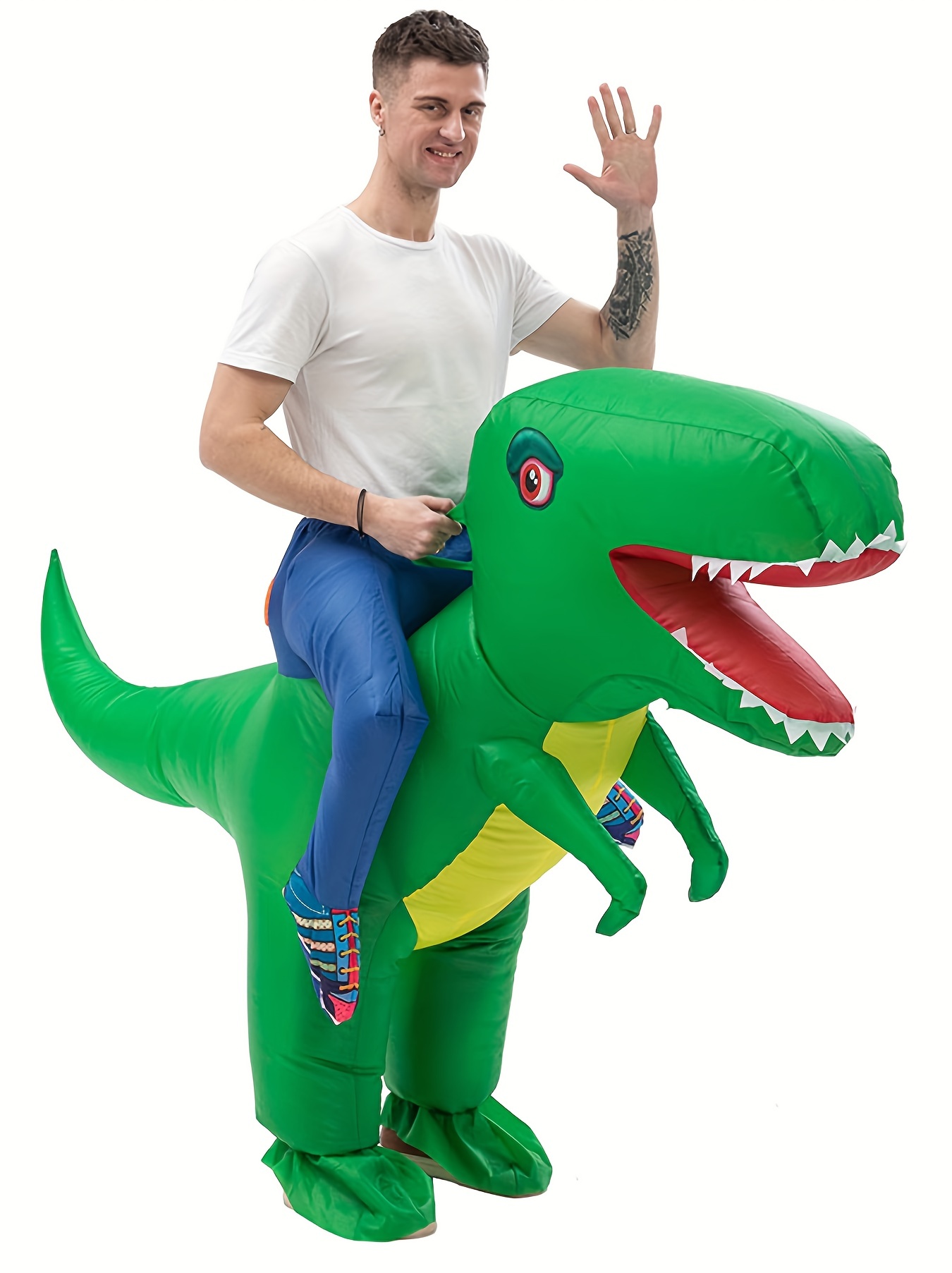 Funny Dinosaur Costume Adult Blow Up Halloween Party Ride On A Dino T-Rex  Inflatable Costumes