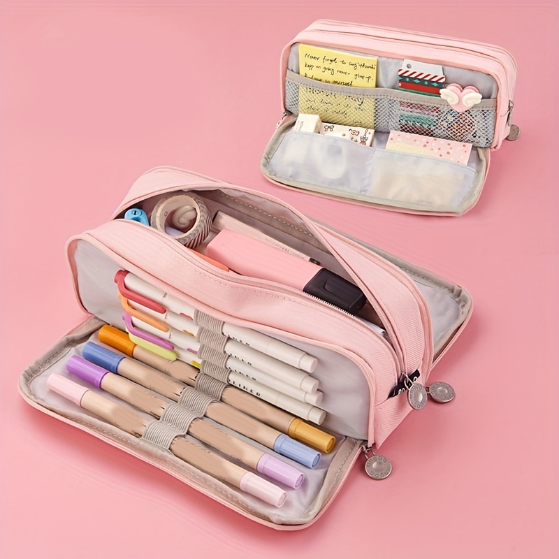 Large Capacity Pencil Bag Pink Aesthetic School Pencil Box