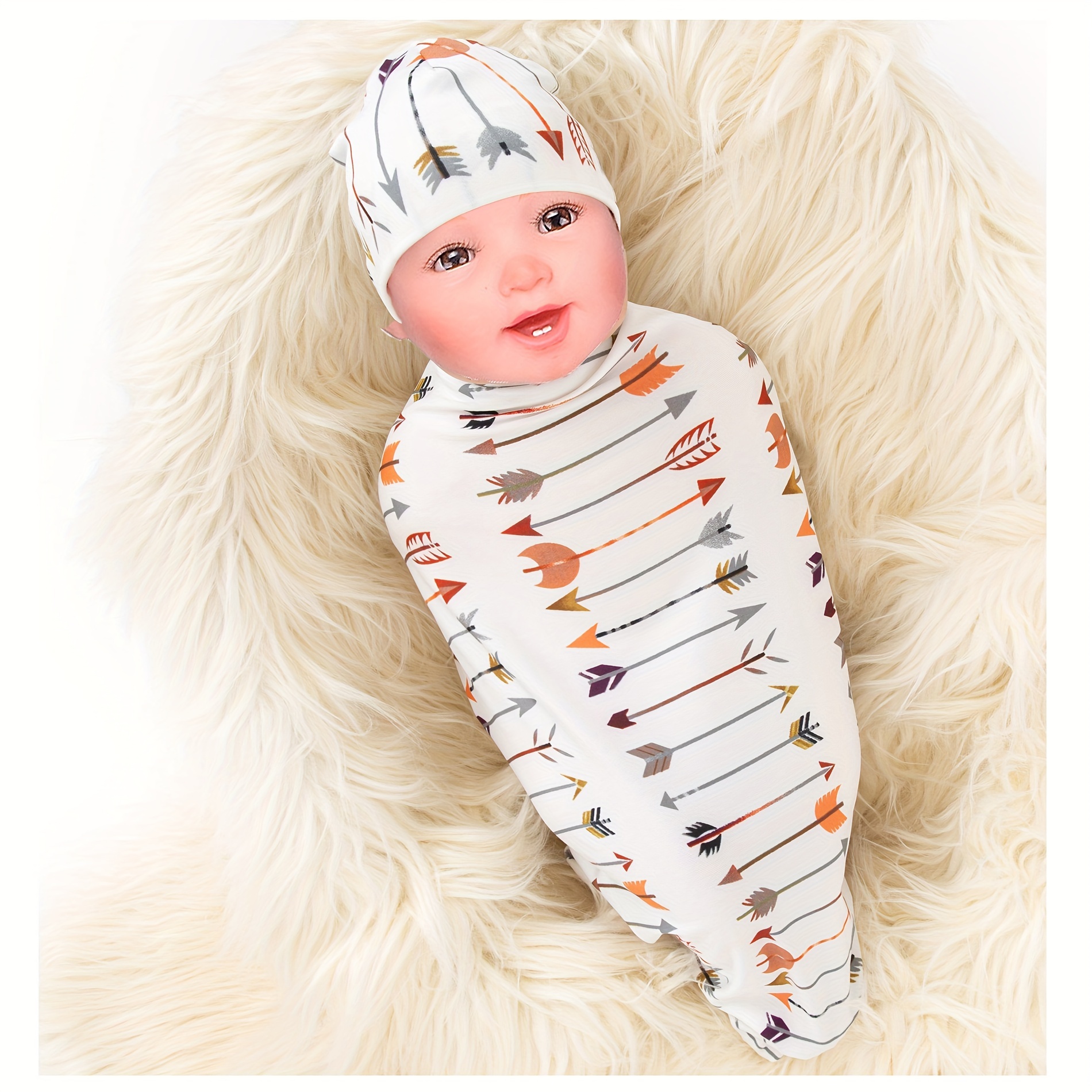 Mantas ultrasuaves para recién nacido, juego de manta para envolver al bebé  niña con gorro con diadema, traje de hospital para recién nacido, regalo