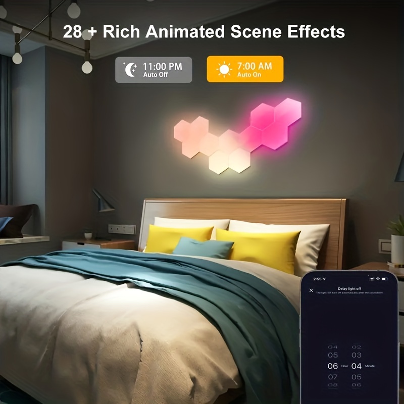 Music Sync Diy Hexagon Lights Smart App Remote Rgb Wall - Temu Philippines