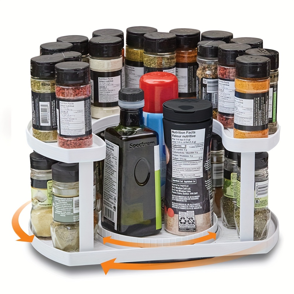 

1pc 2-tier - Rotating Spice Organizer, For Cabinet And Countertop, Spinning Kitchen Organization And Storage, Space Saving Seasoning Organizer And Spice Carousel, Kitchen Supplies
