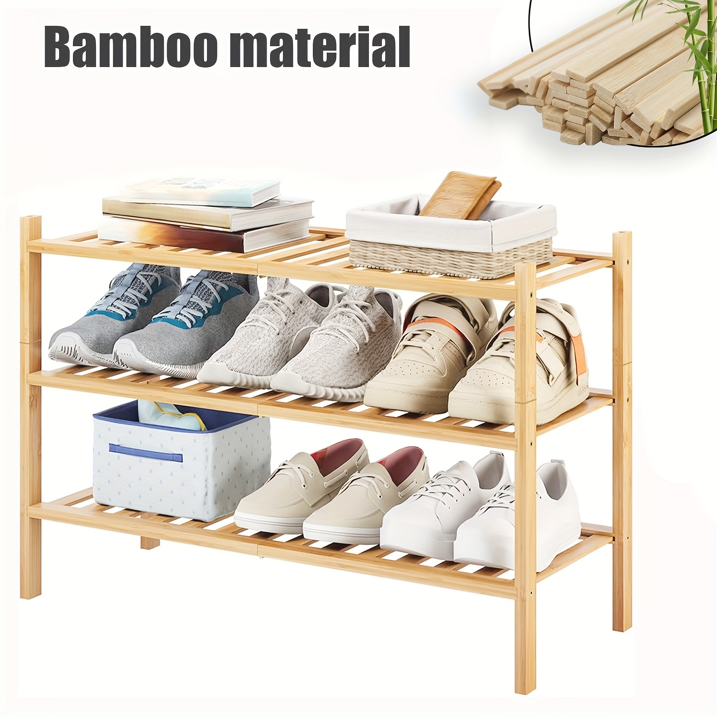 Mutil-tier Shoe Rack For Entryway, Bamboo Shoe Rack For Closet And