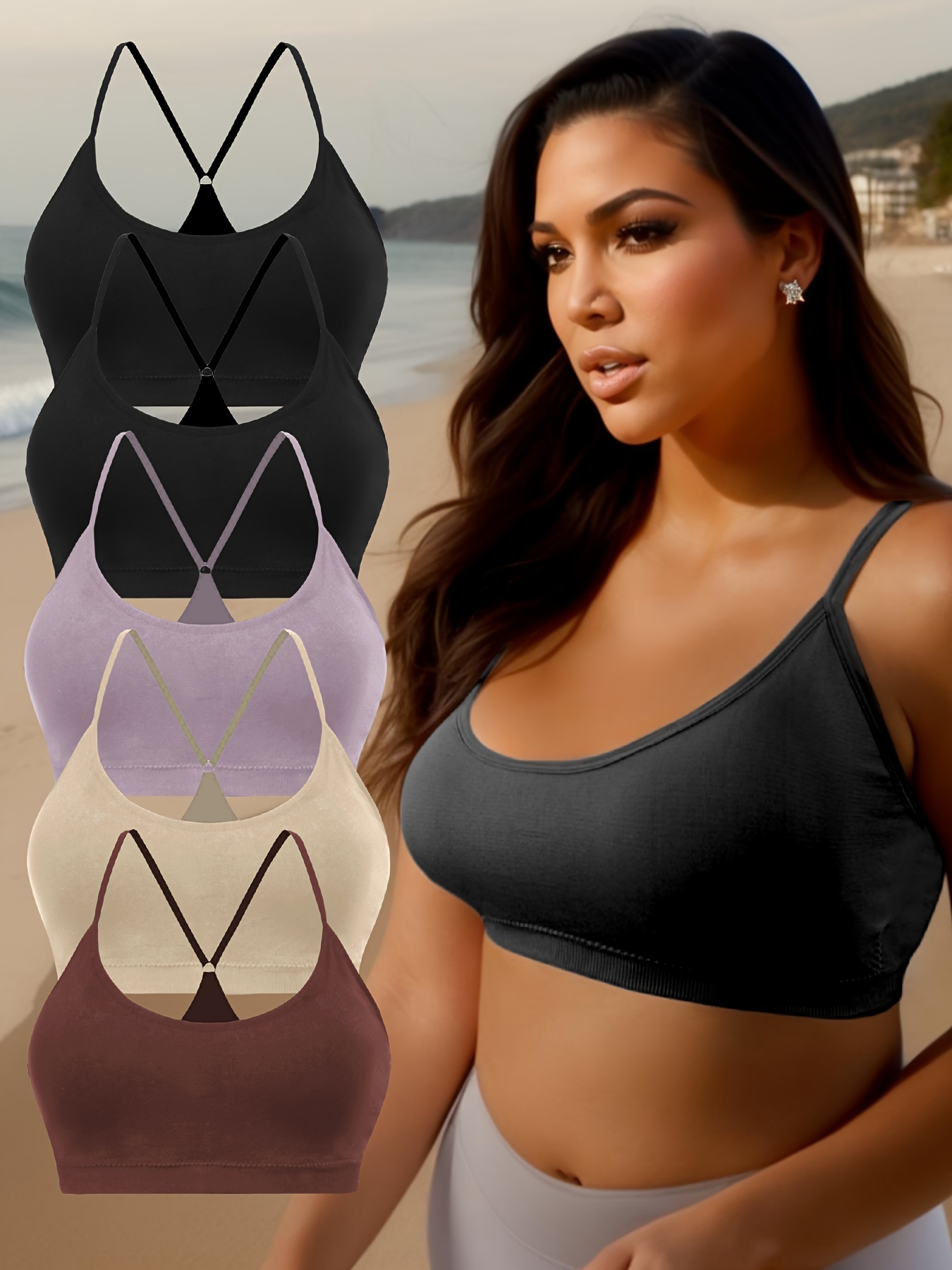 Seamless Comfort Sports Bra Solid Color Breathable Wireless - Temu