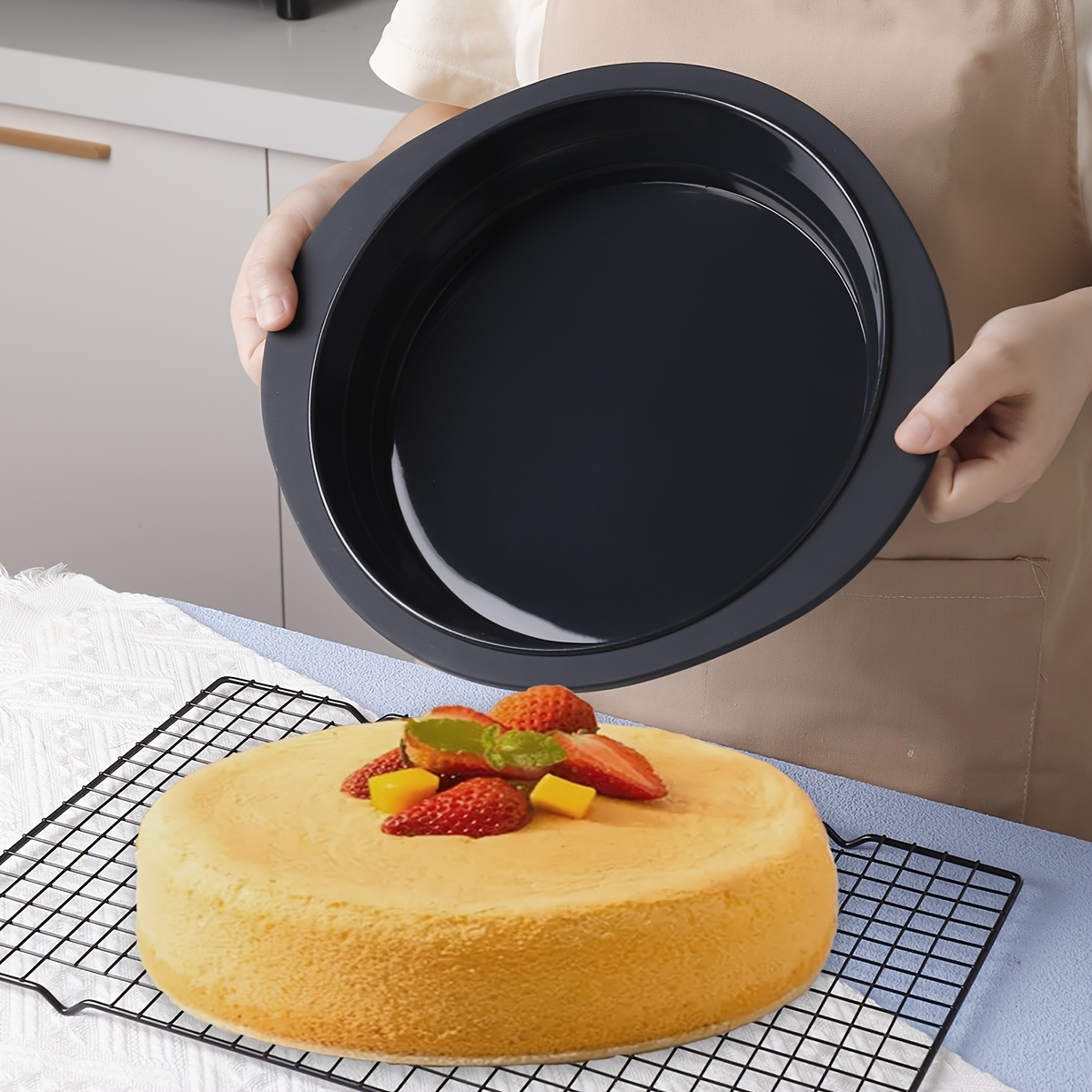 1pc, Silicone Cake Pan (12.28''x10.82''x3.74''), Baking Cake Mold, Easy To  Slice Baking Pan, Oven Accessories, Baking Tools, Kitchen Gadgets, Kitchen