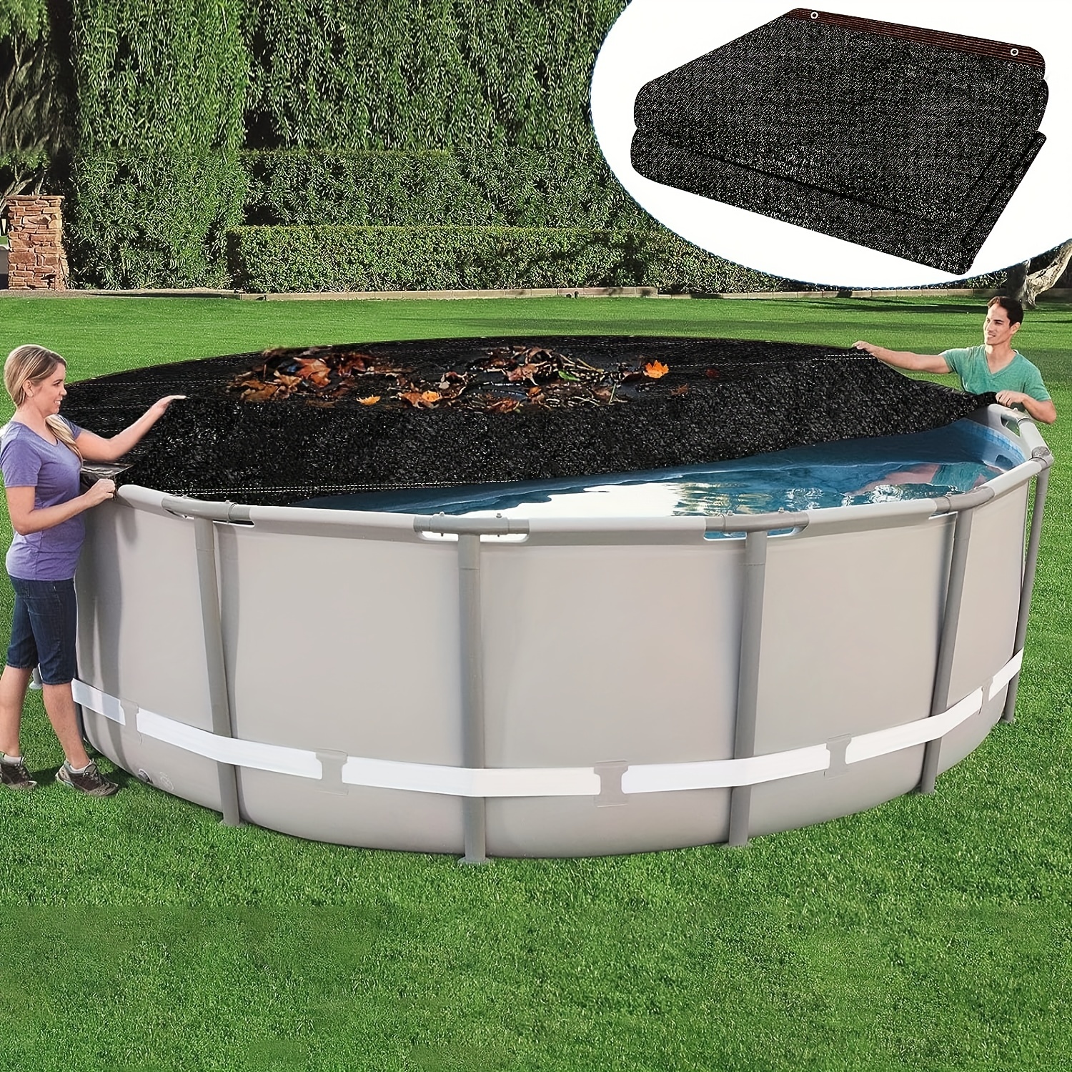1pc leaf net pool cover protective net cover used for all weather outdoor cover of underground and above ground swimming pools with a shading rate of over 70