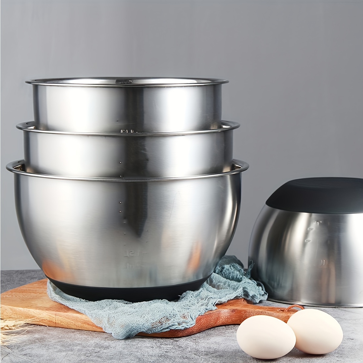 1pc Stainless Steel Food Prep Bowls Food Storage Bowl with Lid