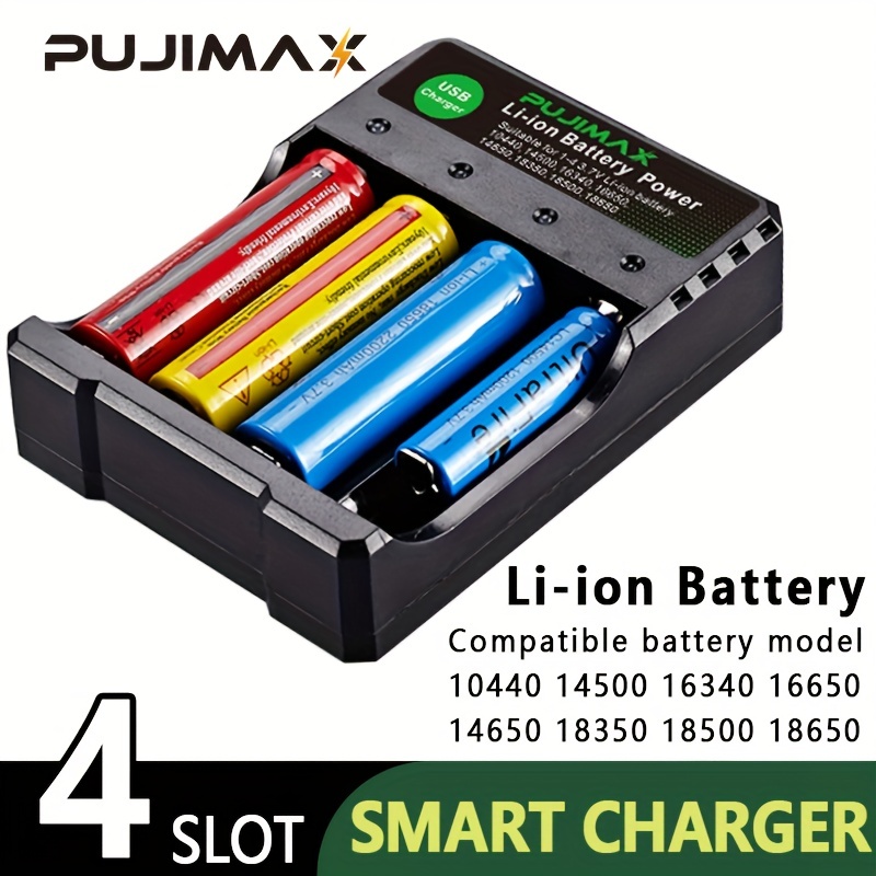 3.7V 18650 Chargeur Li-ion Batterie USB Charge Indépendante Portable 18350  16340 14500 Chargeur de Batterie Quatre Emplacements 