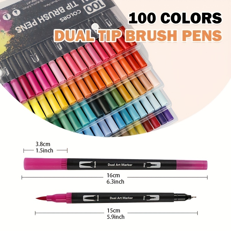 120 Colors Dual Tip Brush Pens, Fine Tip Brush Markers for Adult