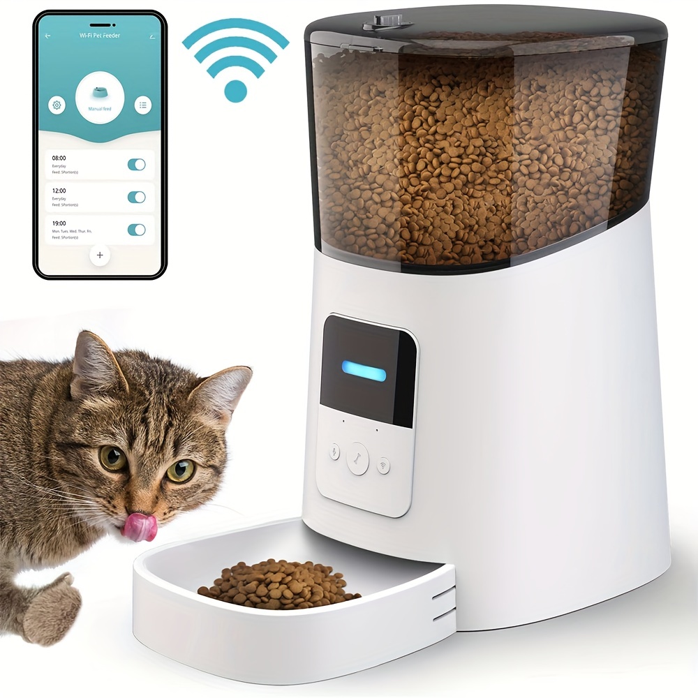 IMIPAW Comedero automático para gatos con cámara: dispensador automático de  comida para gatos, control remoto, alimentación programada de alimentos