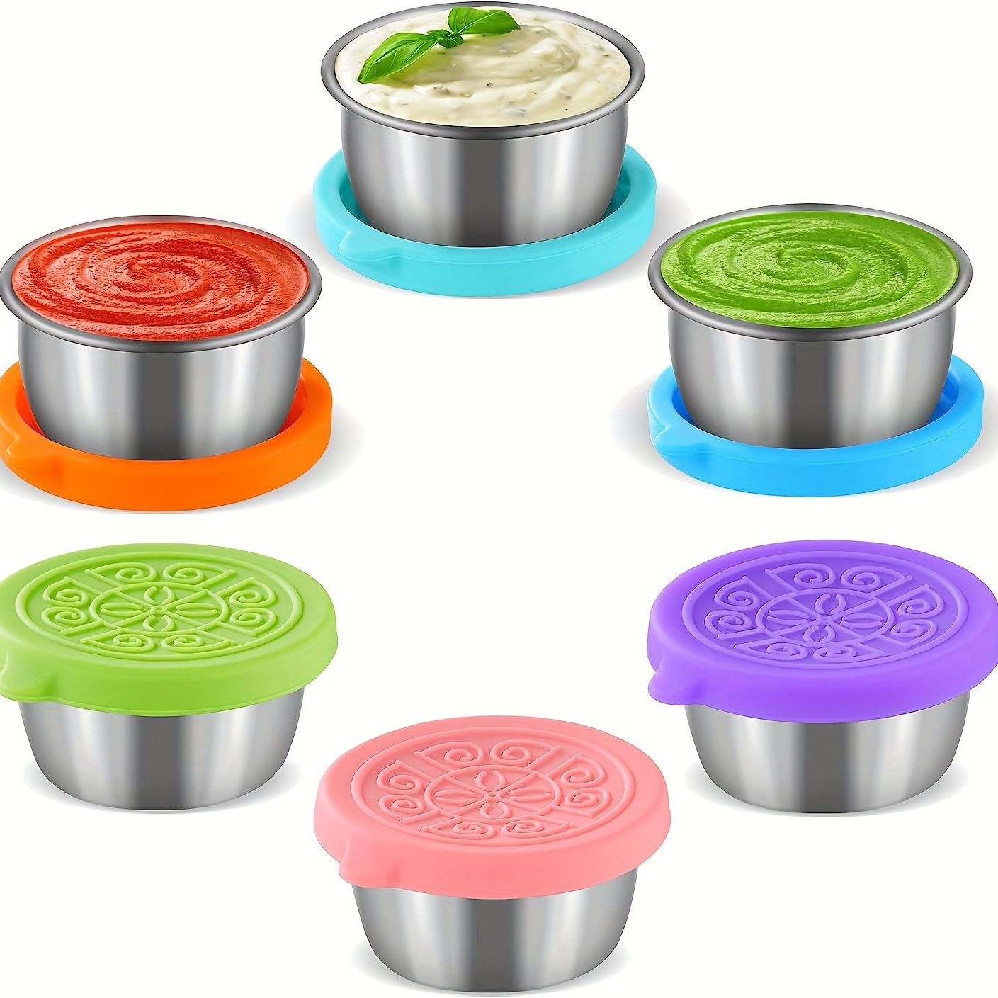 Small Condiment Containers With Lids, Outside Salad Sauce Containers,  Stainless Steel Sauce Containers With Silicone Lids, Leak Proof, Reusable,  Small Dipping Sauce Cups With Lids - Temu Austria