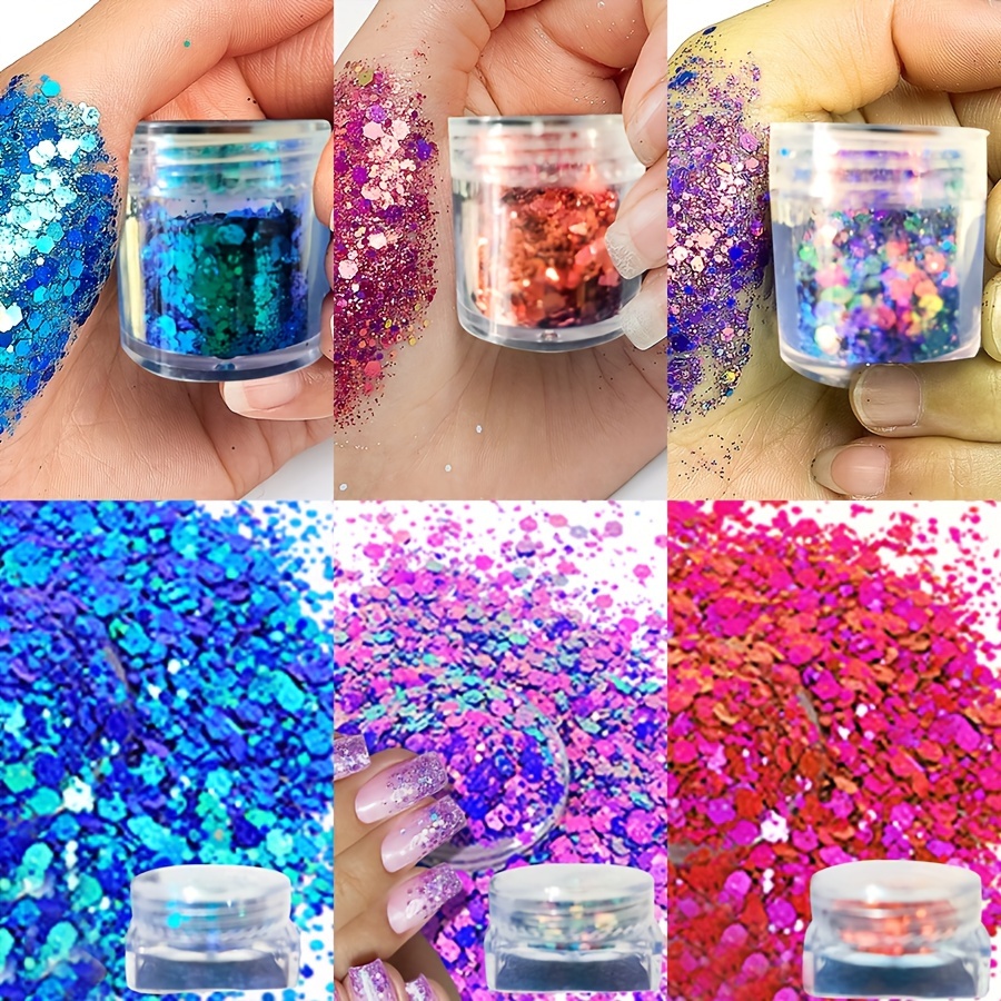 Hexagon Chunky Glitter Holographic Crafts Stickers Sequins Nail