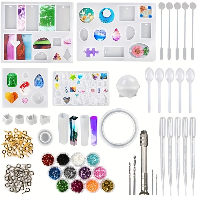 31 Pcs Silicone Resin Molds Kit Tools with Measuring Cup, Mixing Spoons,  Tweezers, DIY Jewelry Making