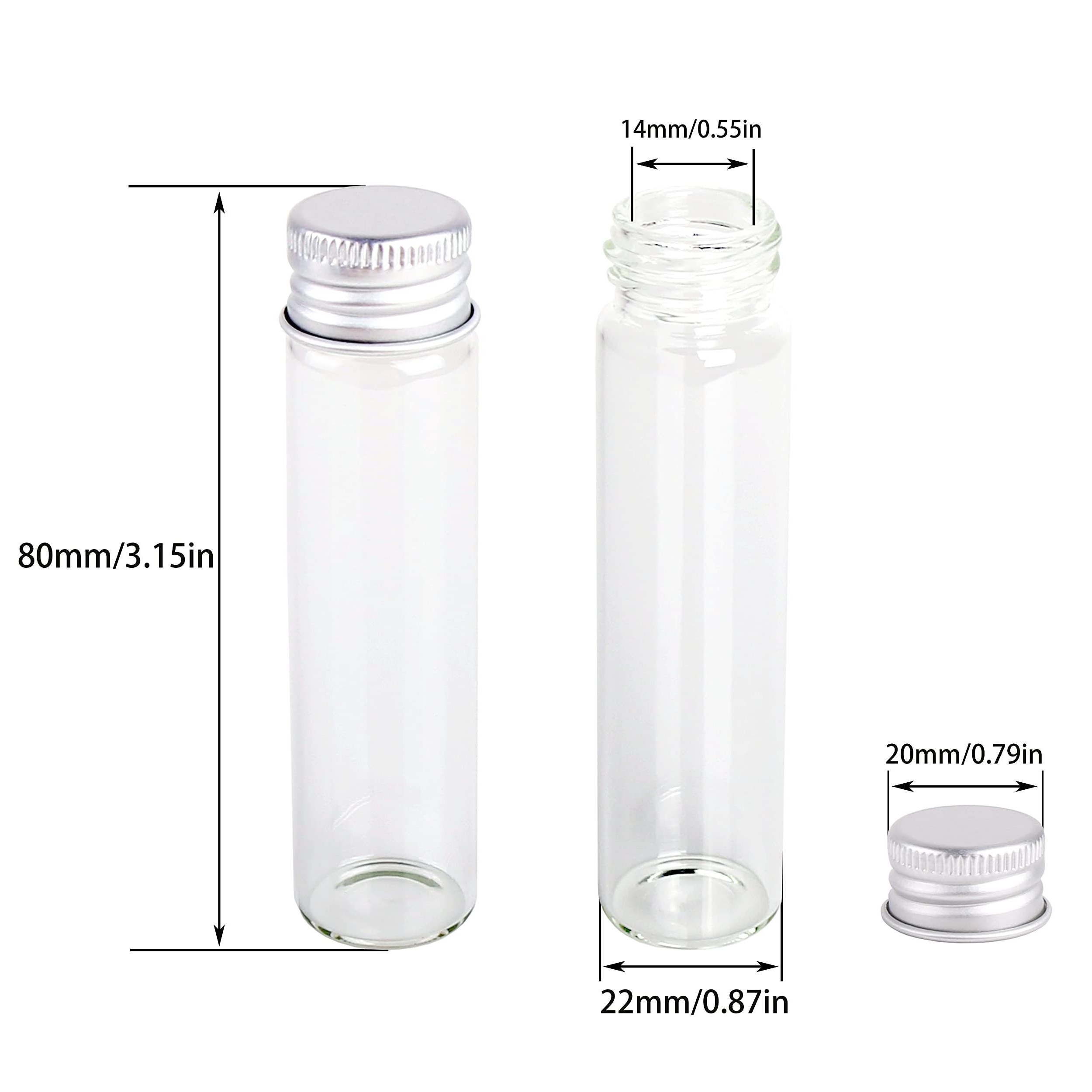 MaxMau Small Glass Bottles with Aluminum Screw lids Clear 20
