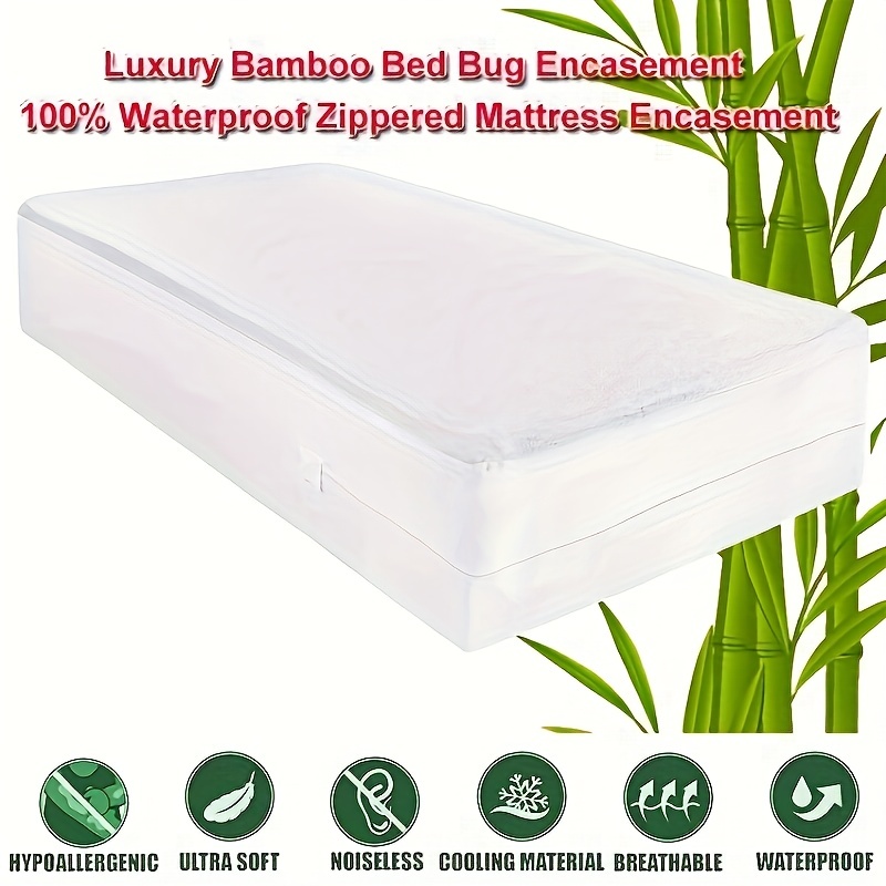 Deluxe Fabric Hypoallergenic Zippered Waterproof Mattress Cover BedBug  Protector