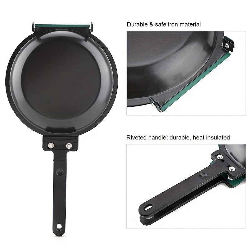 1pc Steel Double Pan, The Perfect Pancake Maker, Nonstick Easy To Flip Pan,  Double Sided Frying Pan For Fluffy Pancakes, Omelets, Cooking Eggs  Frittatas & More! Pancake Pan Dishwasher Safe Large, Cookware