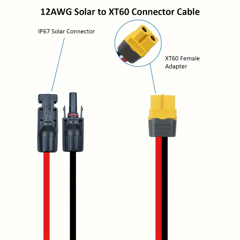 10AWG XT60 to XT60 Female to Male Connector Solar Extension Cable for RC  Battery