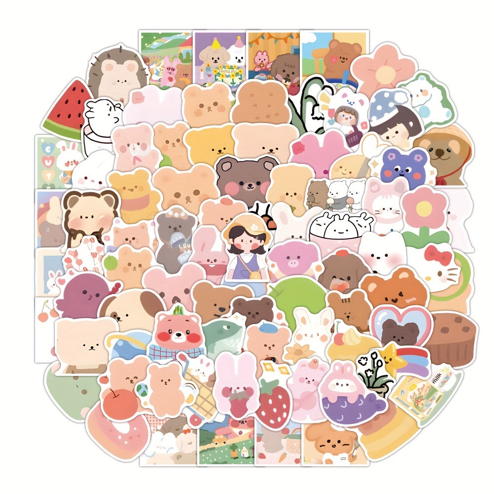 Cute Cartoon Bear Stickers Waterproof Pet Scrapbooking - Temu