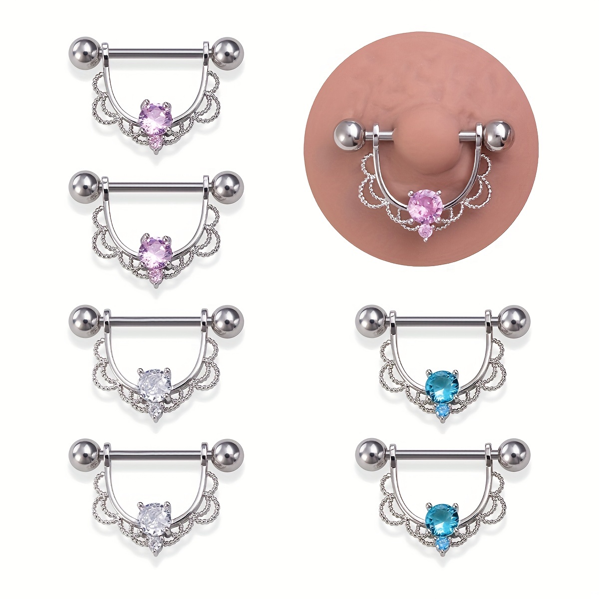 Nipple Piercing Body Jewelry Nipple Ring Body Jewelry Stainless Steel  Zircon