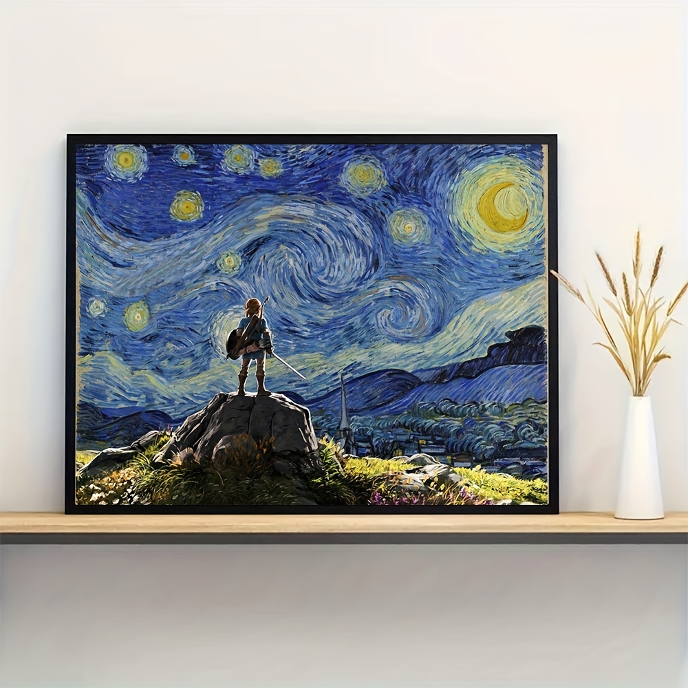 Art Canvas Poster Abstract Starry Night Game Wall Poster Temu