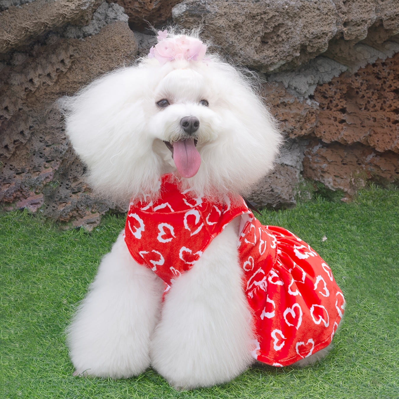 Red Hearts Cute Play Dog Hoodie