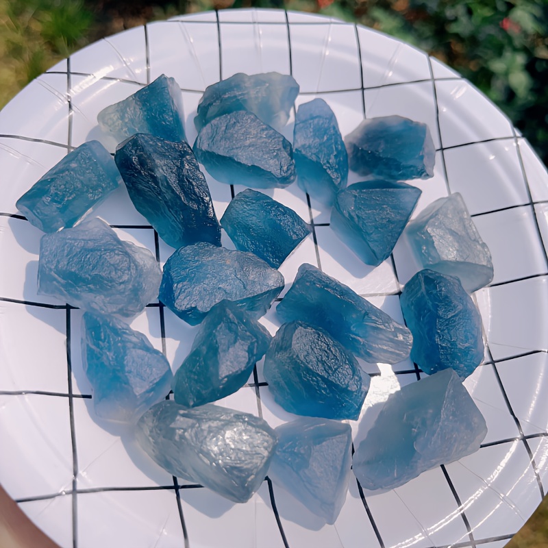 

1pc Rough Natural Blue Fluorite Stone, Raw Gemstone Crystal Rock For Cabbing, Tumbling, Cutting, Polishing, Home Decoration