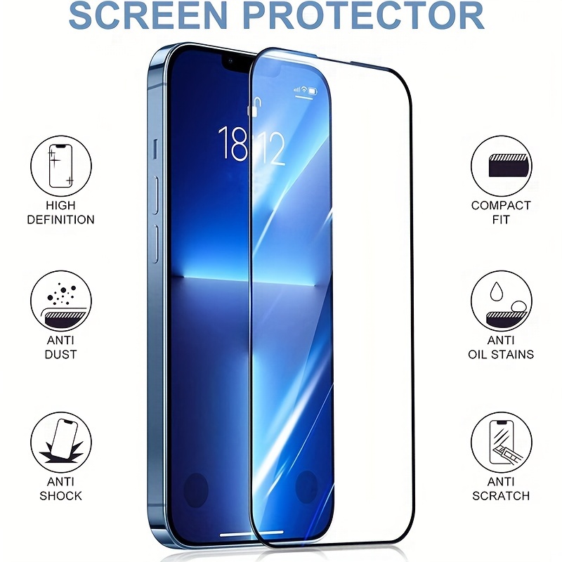 

Full Cover Screen Protection For 15 Pro 9h Tempered Glass Film, Case Friendly, Hd Transparent, 1 Pack