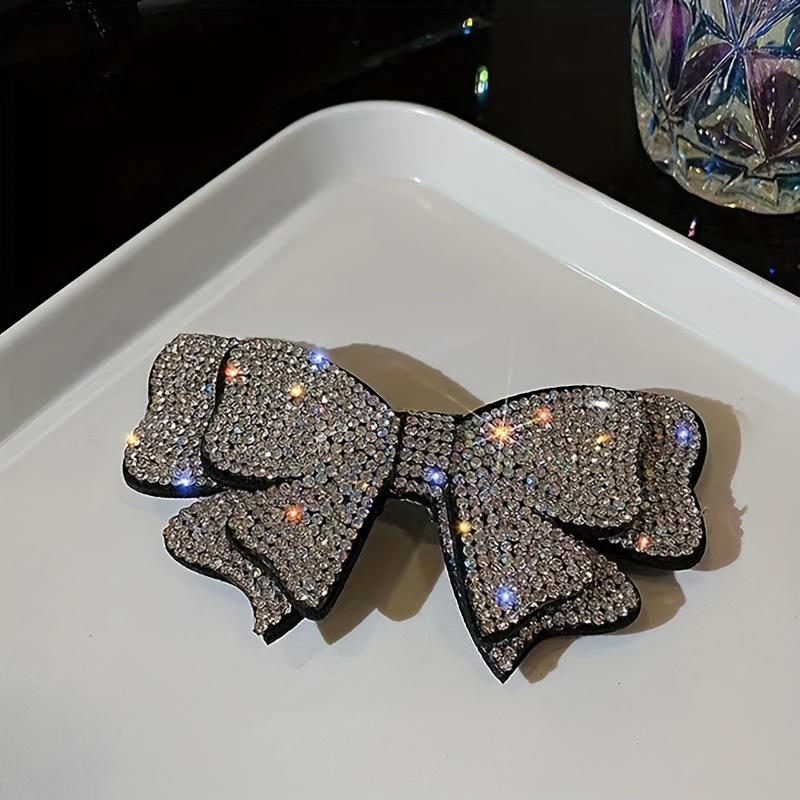 Elegant Rhinestone Bow Hair Clip Oversized Metal Barrette - Temu