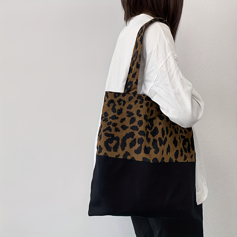 Grey Leopard Faux Fur Oversized Tote