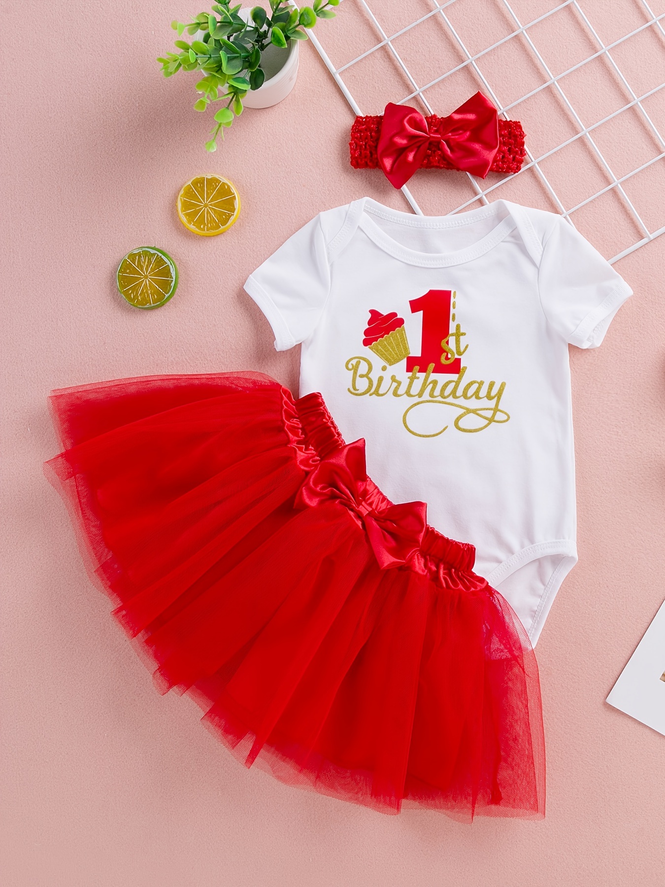 outfit d'anniversaire fille 1 an - anniversaire première année - jolie jupe  tutu rose