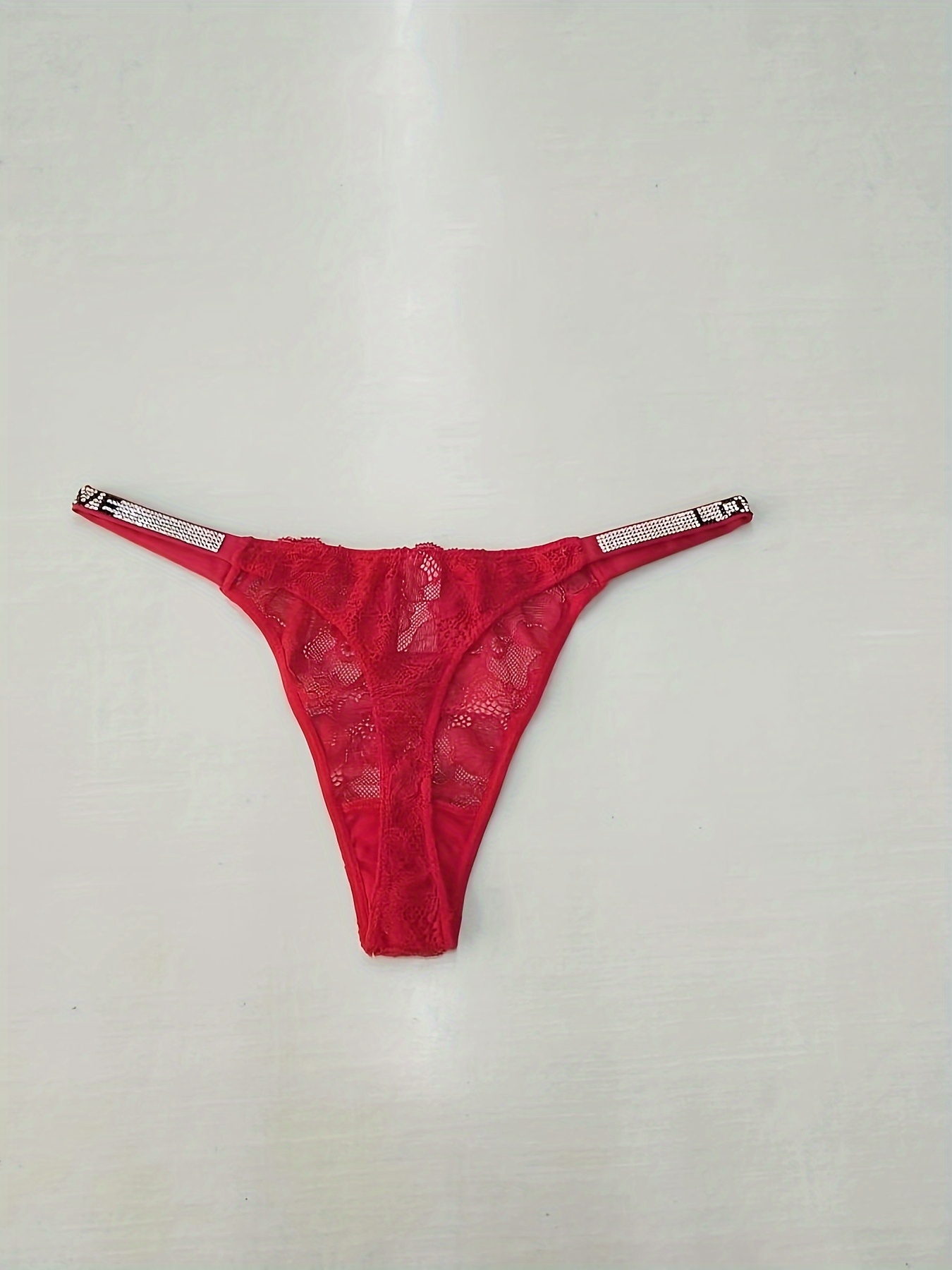 5 Pcs Rhinestone Decor Thongs, Satin Stretchy Intimates Panties, Women's  Lingerie & Underwear