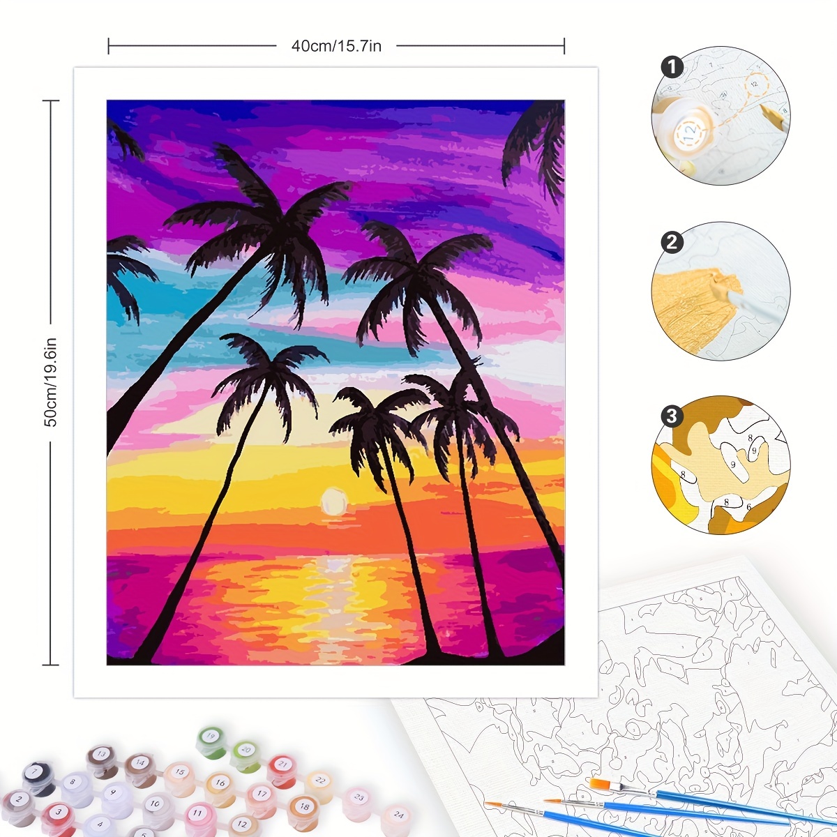 Paint By Numbers,Paint By Number For Adults Beginner,Painting By Number On  Canvas DIY Adult Paint By Number Coconut Tree Painting Arts Crafts For Home