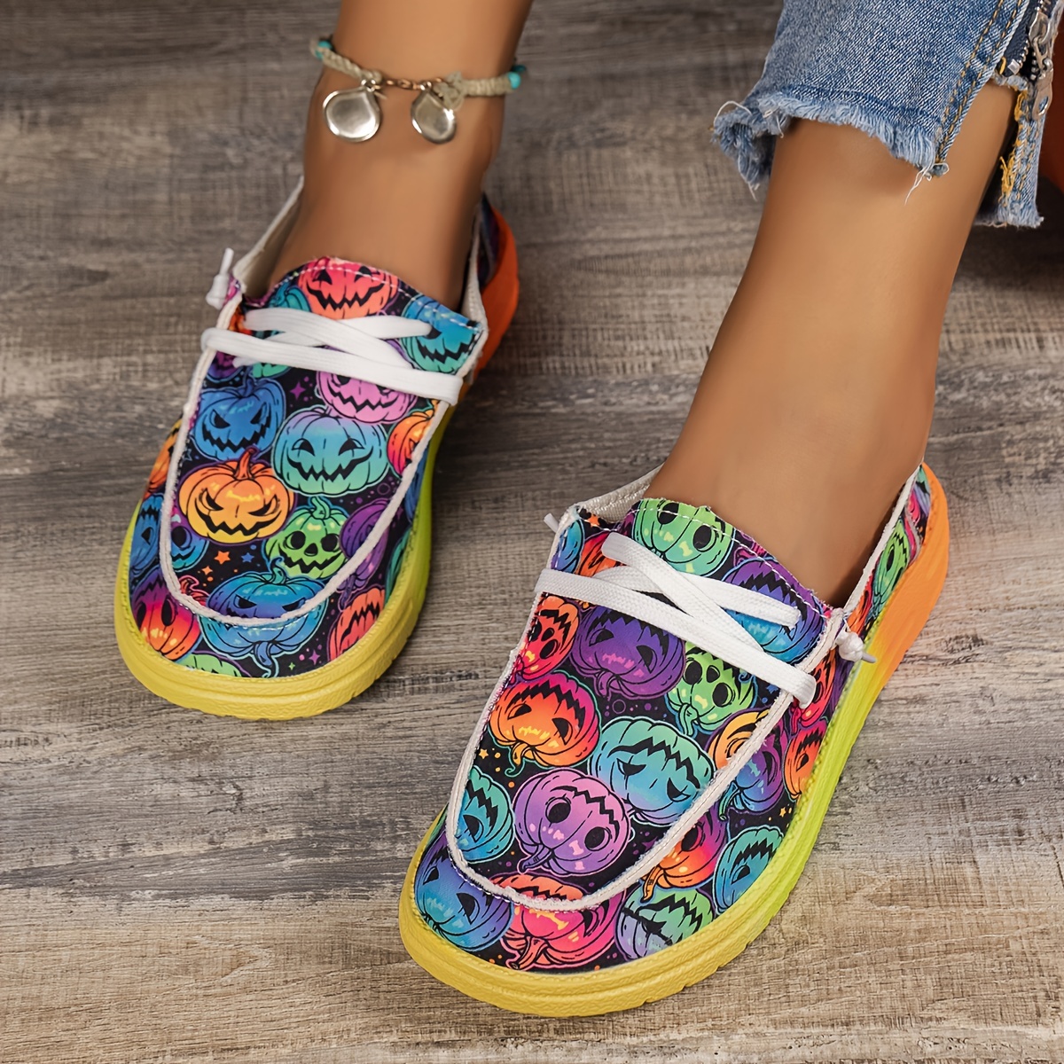 Women's Pumpkin Print Flat Mules, Elegant Point Toe Dress Shoes,  Lightweight Slip On Halloween Shoes - Temu