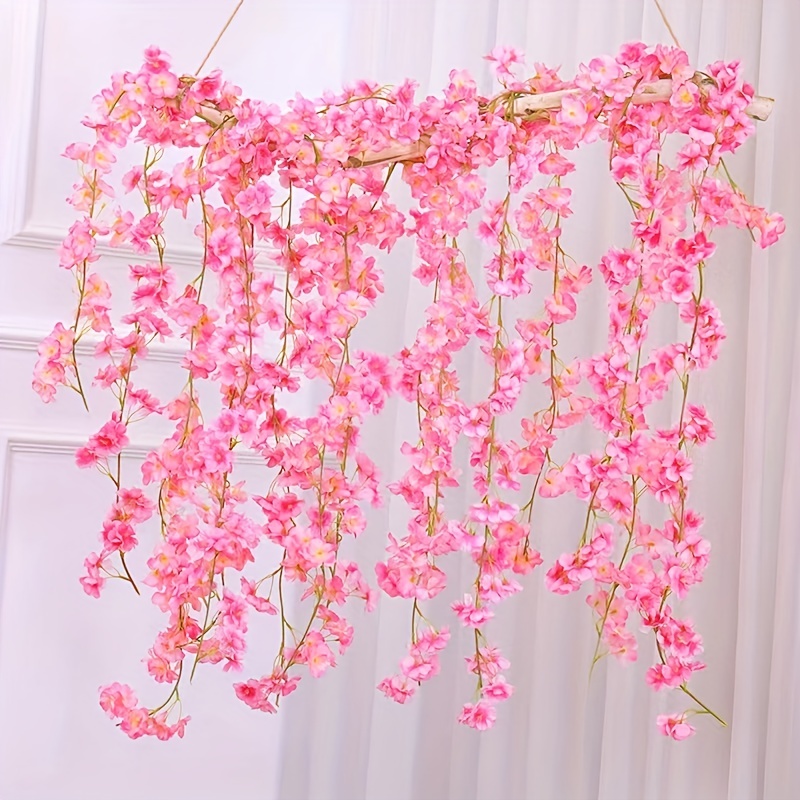 Whole Length Petals Simulated Cherry Vine Wall - Temu