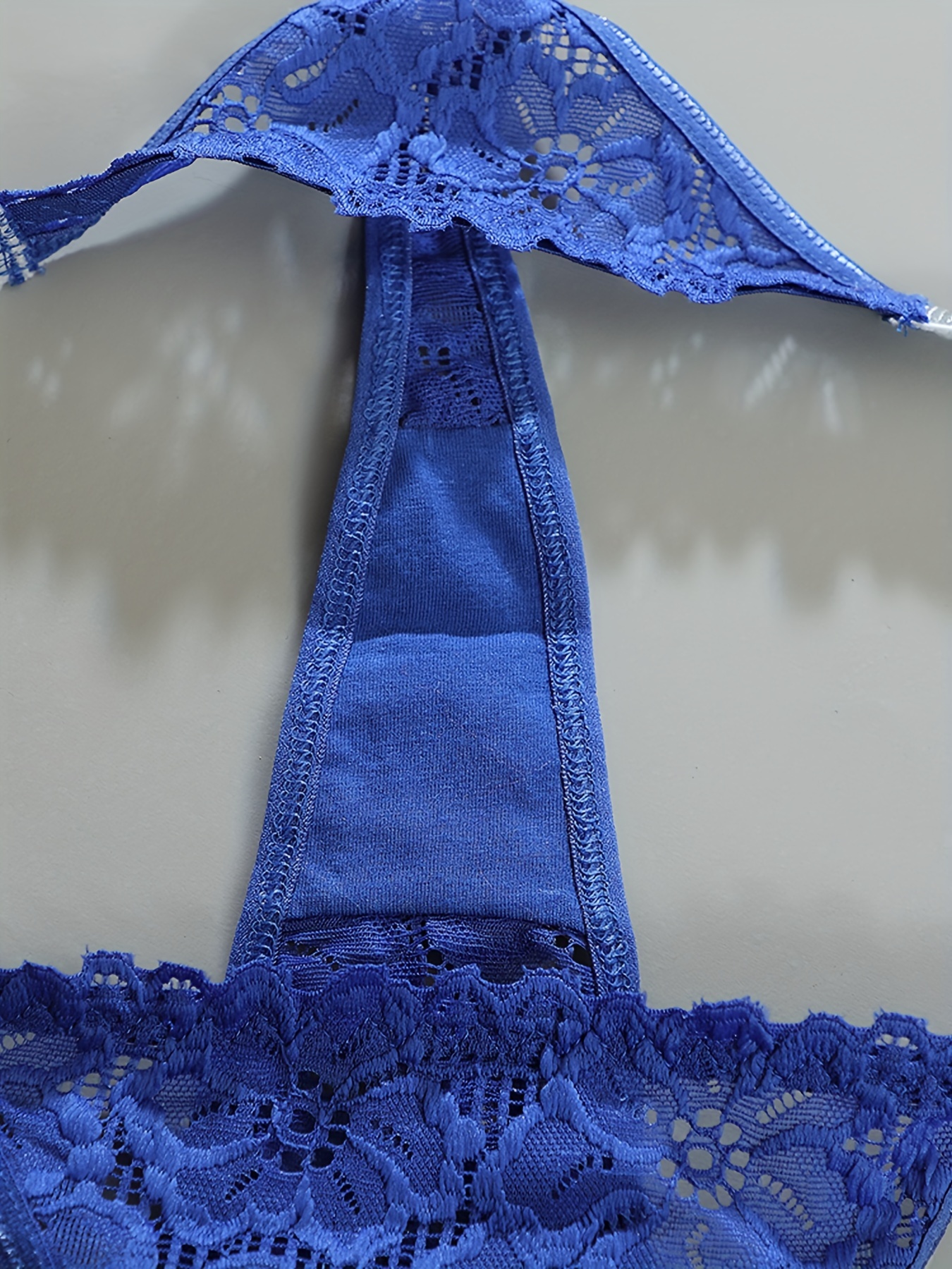 Blue High Neck Lace Bra