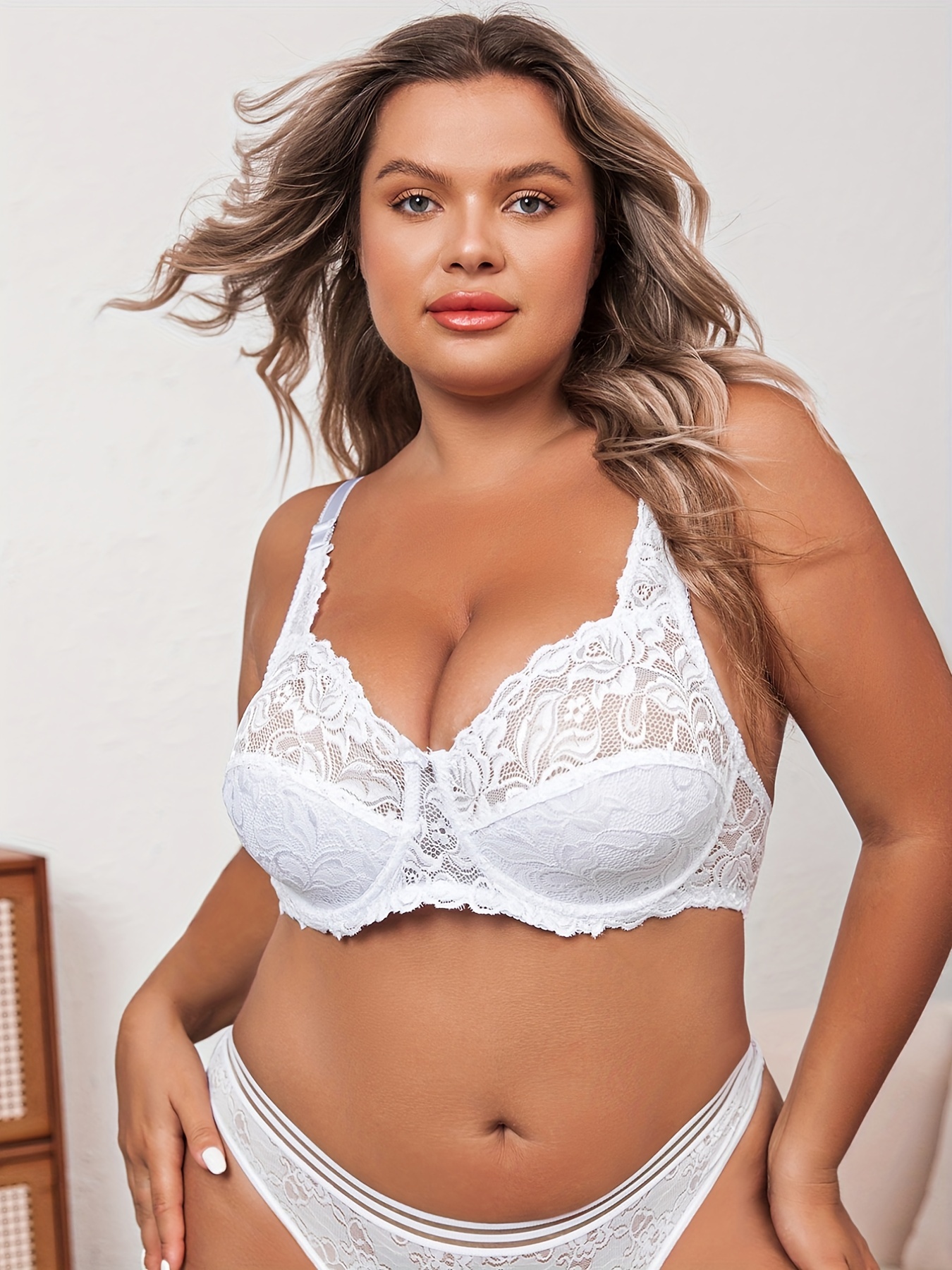  HOMRAA Women's Sexy Lace Bra Plus Size Floral