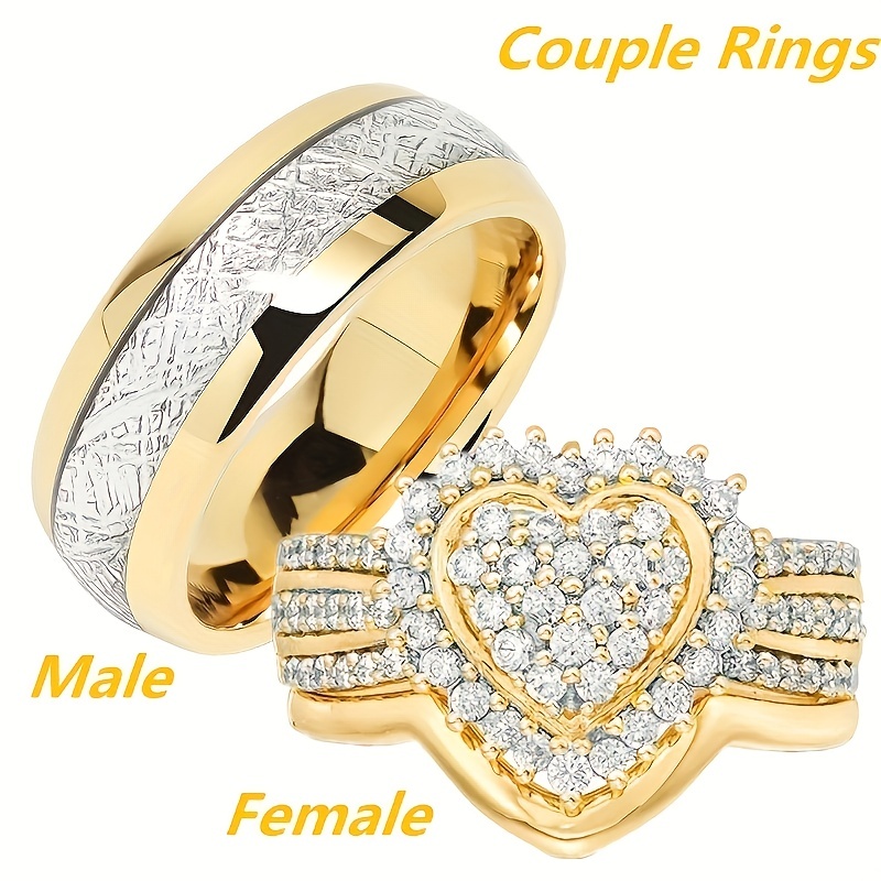 Men's Stainless Steel Rhinestone Heart Ring