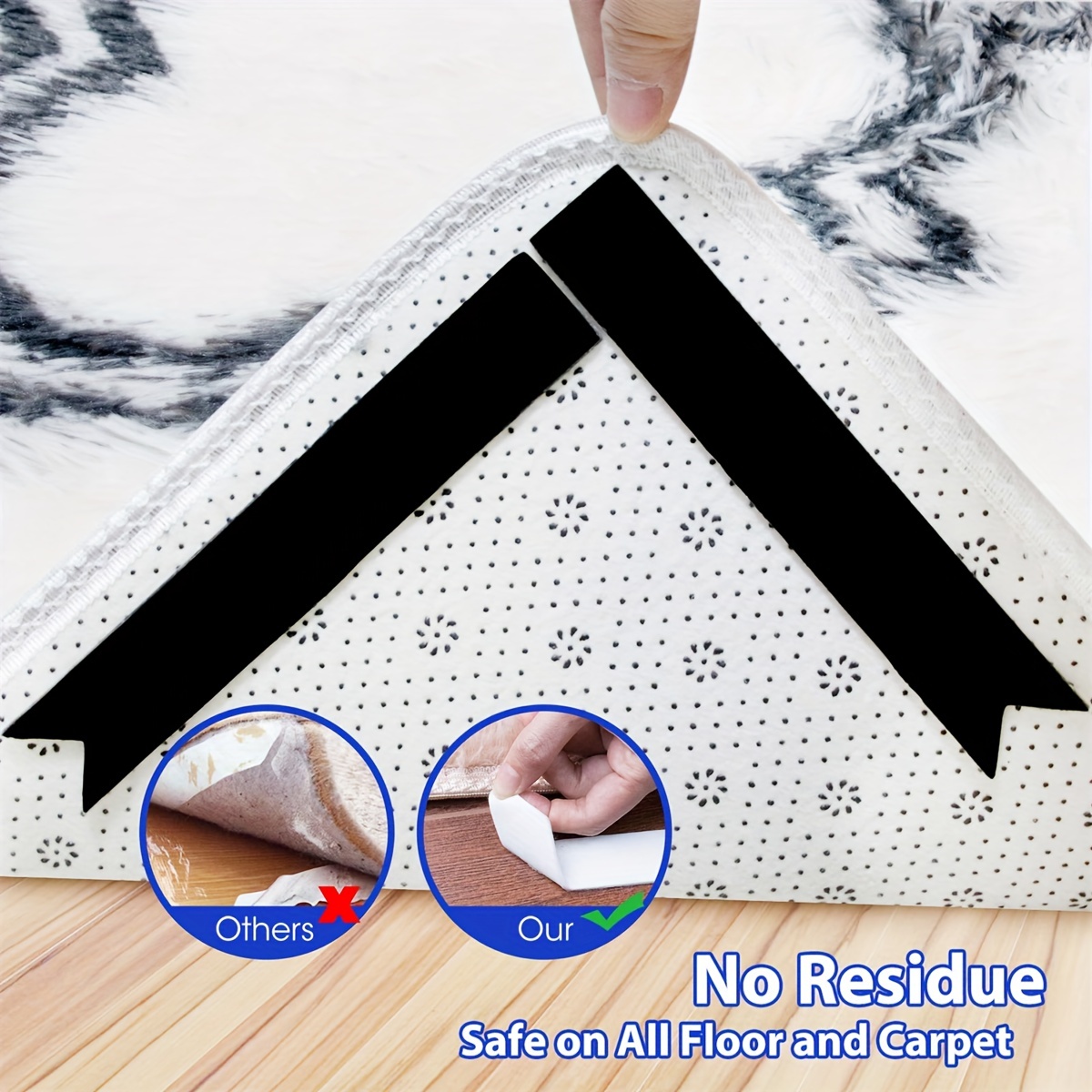 Reusable & Washable Rug Grippers - Keep Area Rugs Flat On Hardwood Floors &  Tiles With Non-slip Dual Sided Adhesive Pads - Temu
