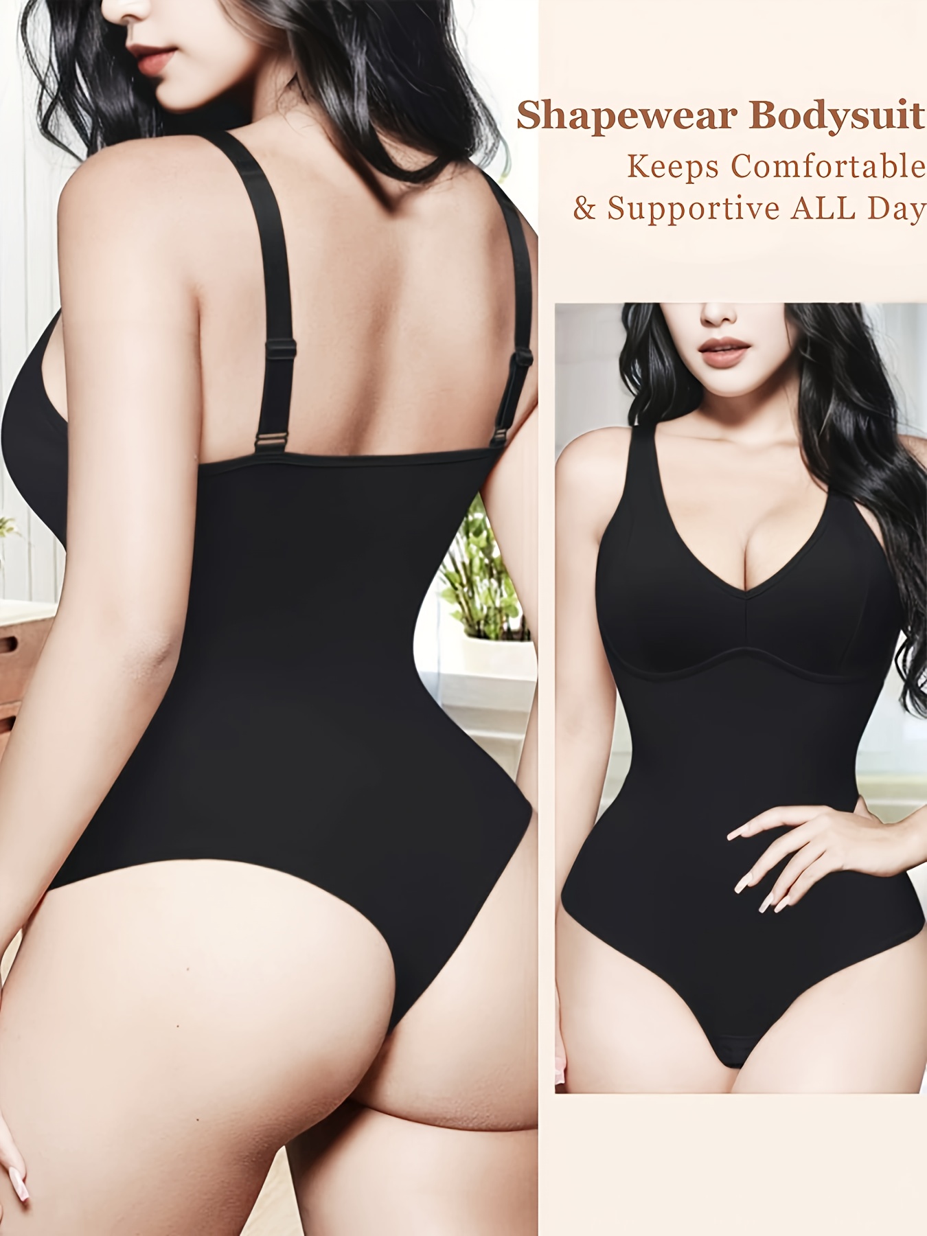 Seamless Solid Shaping Bodysuit Tummy Control Slimming Thong - Temu