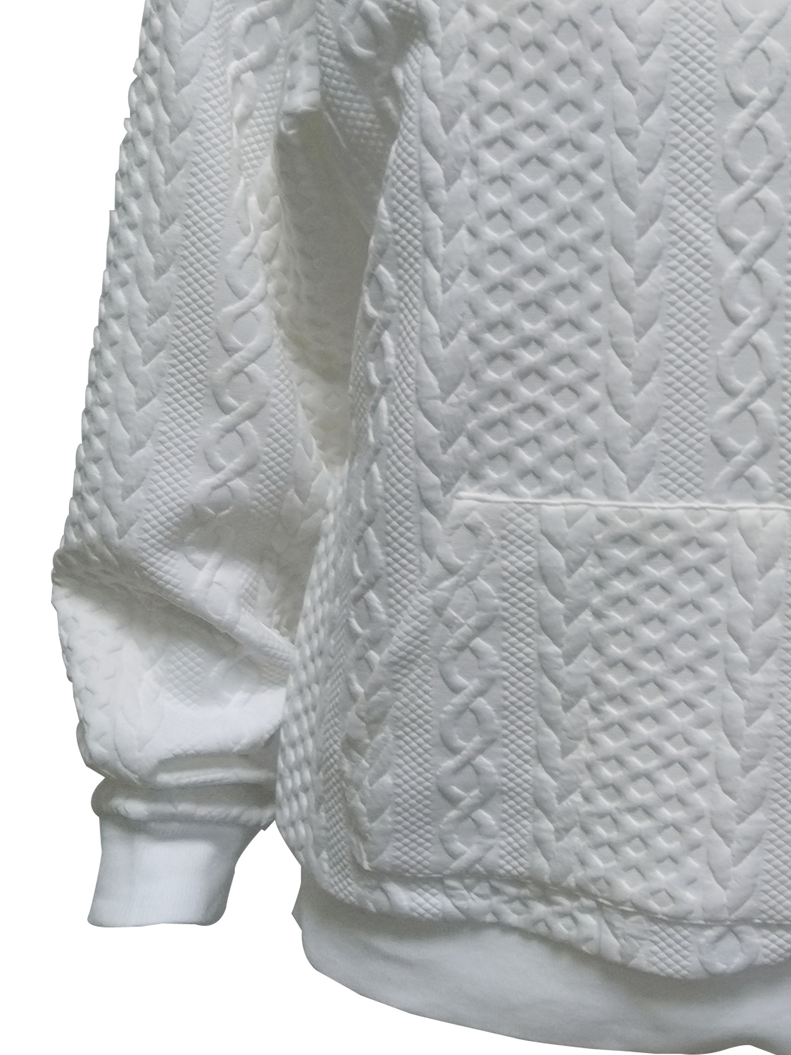 Twist Pattern Kangaroo Pocket Sweatshirt Crew Neck For Fall & Winter