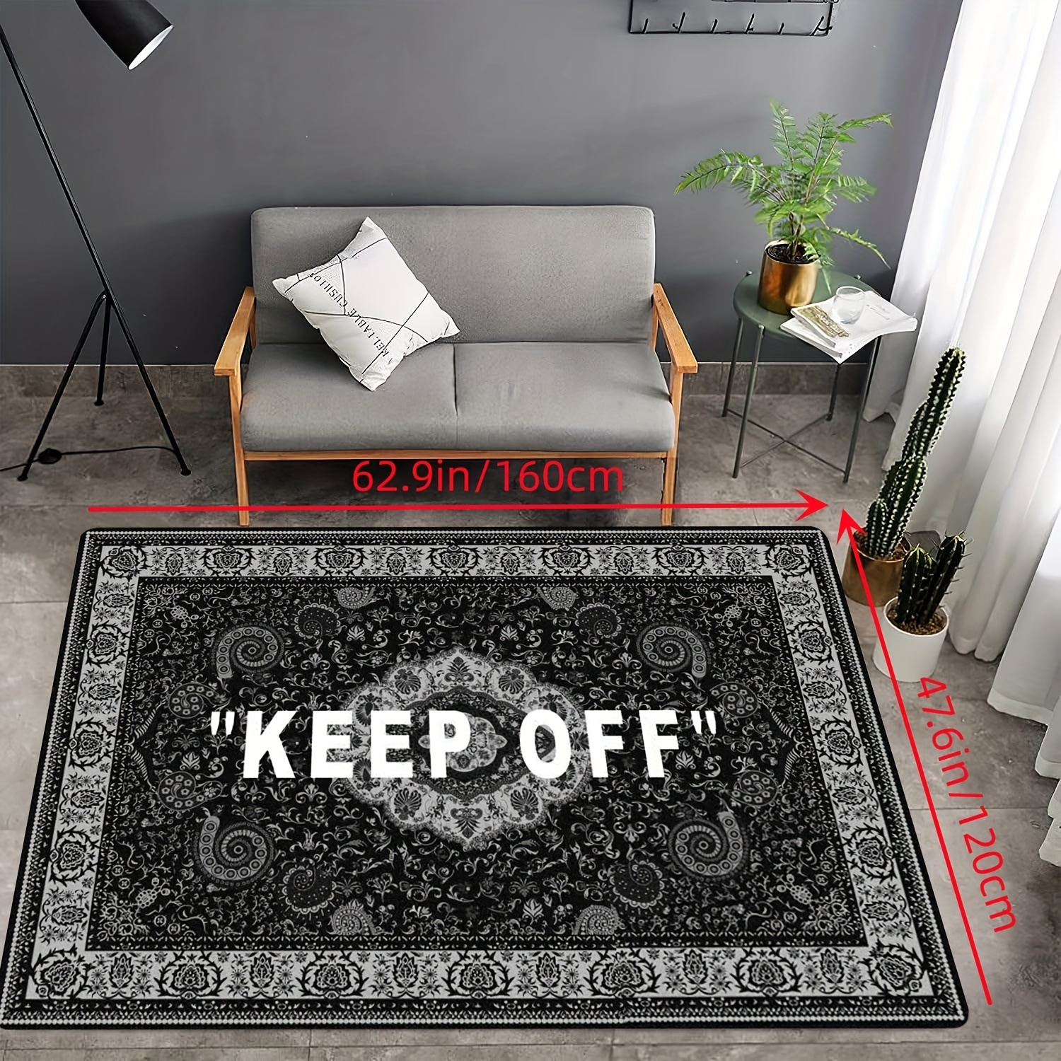 Keep Off Area Rug Black White Rug Stay Away Living Room Rug - Temu