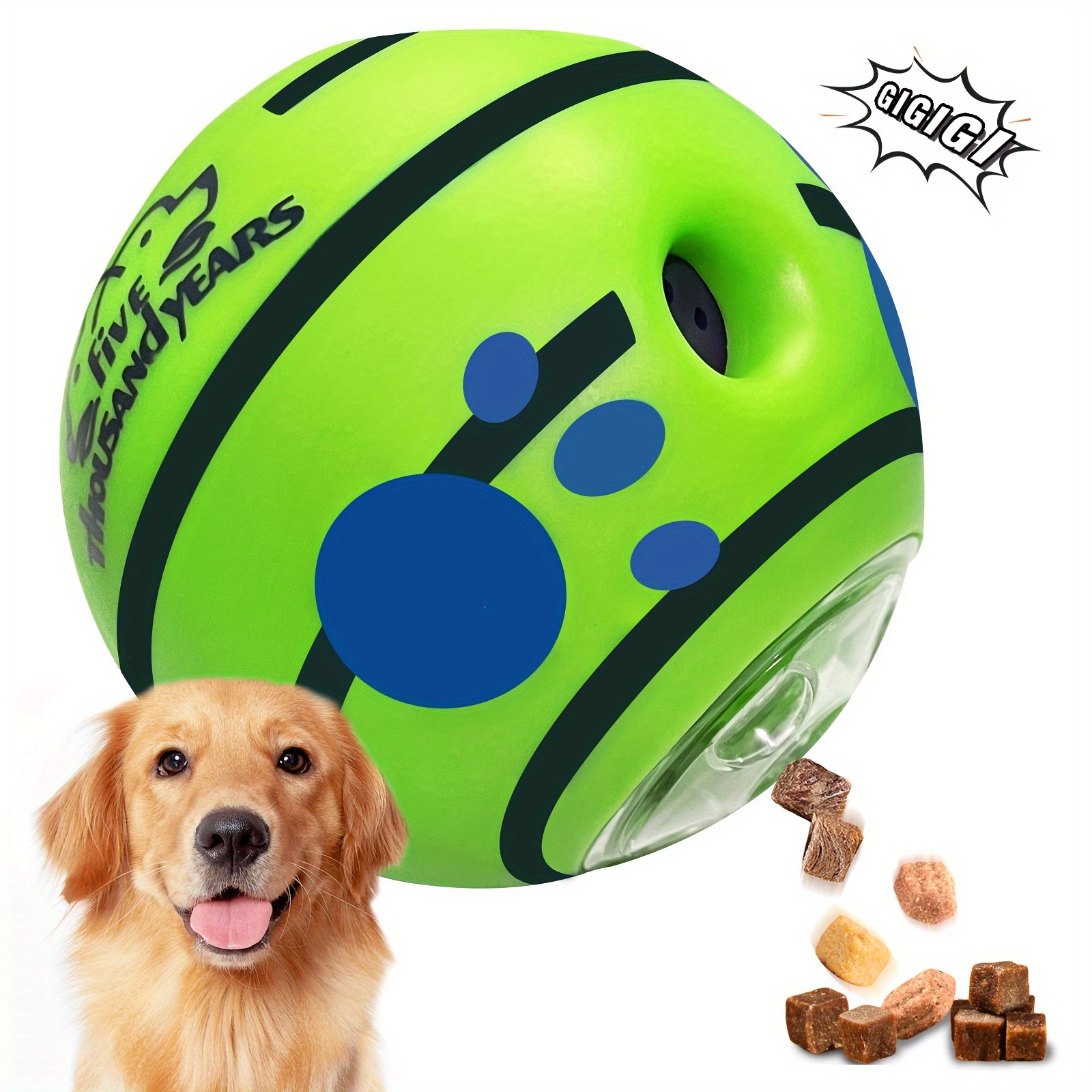 Nobleza Dog Treat Ball Dispenser, Durable Rubber IQ Dog Puzzle Ball for  Teeth Cleaning and Teething, Interactive Bouncy Enrichment Food Dispensing  Dog