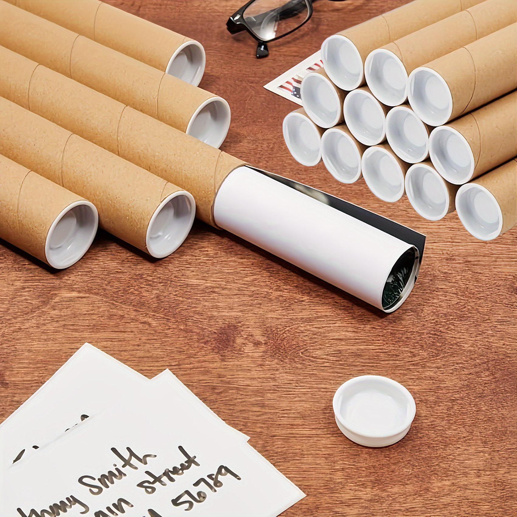 60 Pack Mailing Tubes with Caps Kraft Poster Storage Tubes