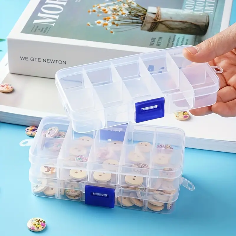 10pcs, Grid Transparent Storage Box - Perfect For Storing DIY Art Crafts,  Sewing, Fishing Tackle, Cosmetics & Jewelry