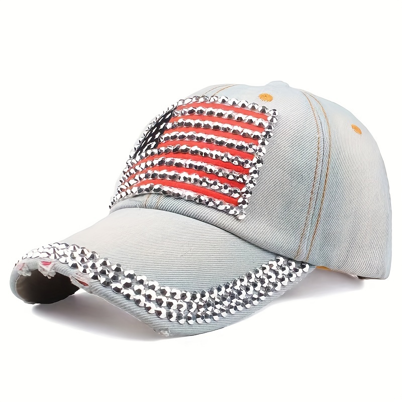 National Flag Style Diamond Denim Peaked Cap Baseball Cap