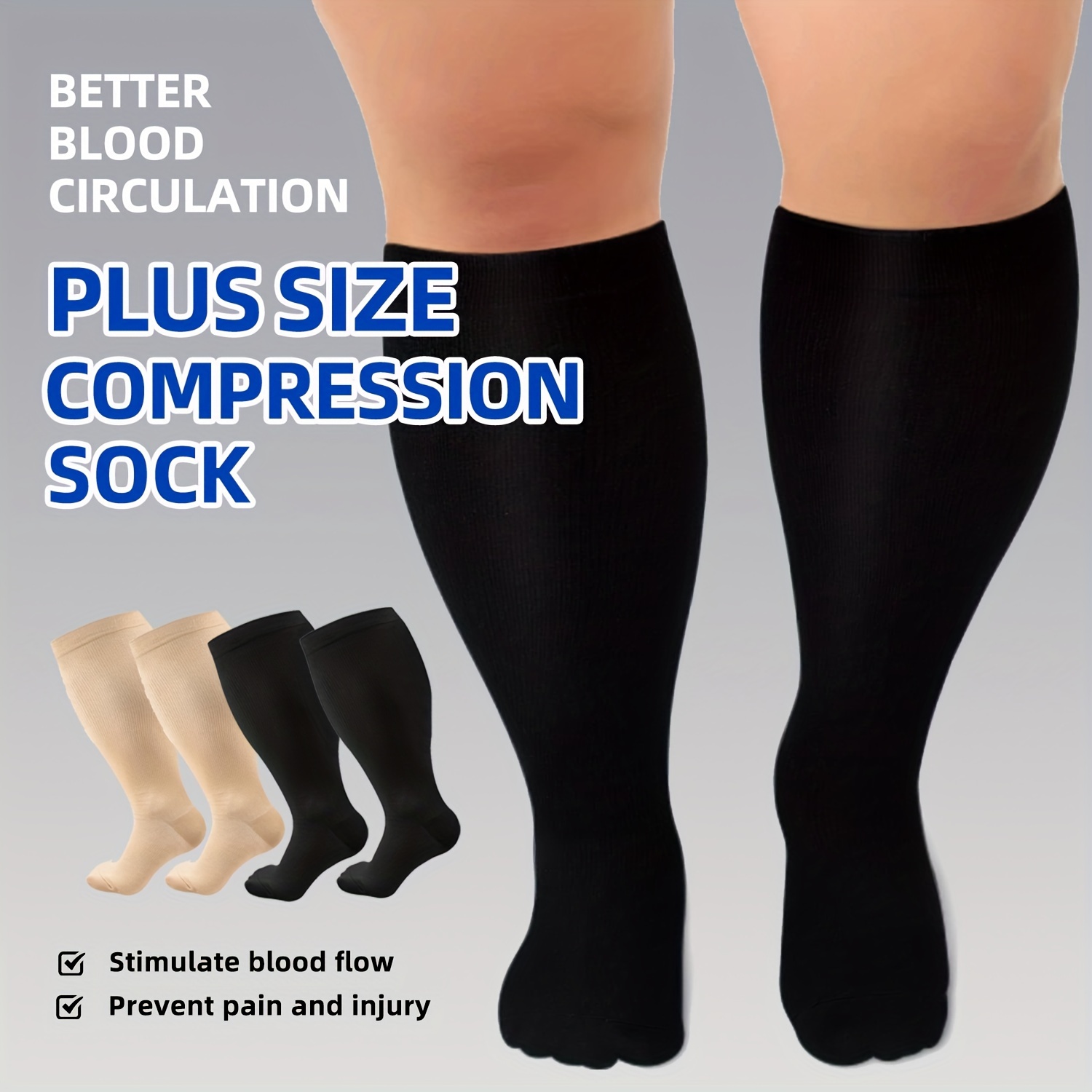 Copper Compression Socks Women Men 20 30 Mmhg Knee High Wide - Temu