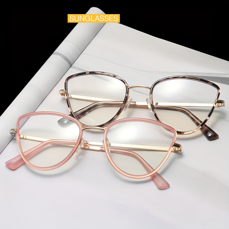 Blue Light Blocking Glasses Cat Eye Metal Frame Clear Lens Computer Glasses  Spectacles For Women Men - - Temu