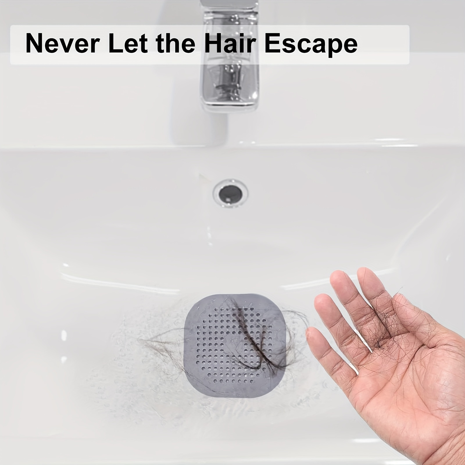 5pcs Hair Catcher Shower Drain Covers, Durable TPR Hair Stopper Drain Protector, Bathtub Sink Strainer, Easy to Install and Clean, Suit for Bathroom