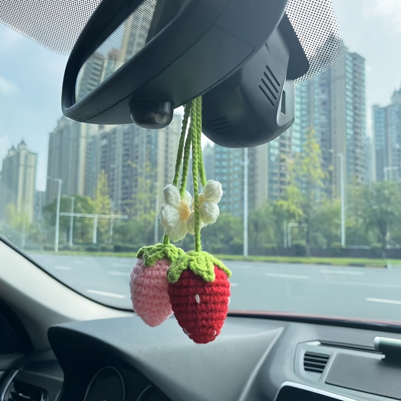 Cute Strawberries Unique Hand crocheted Car Hanging Ornament - Temu