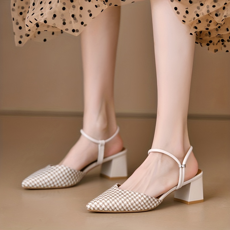 Women's Colorblock Ankle Strap Sandals Block Heel Shoes