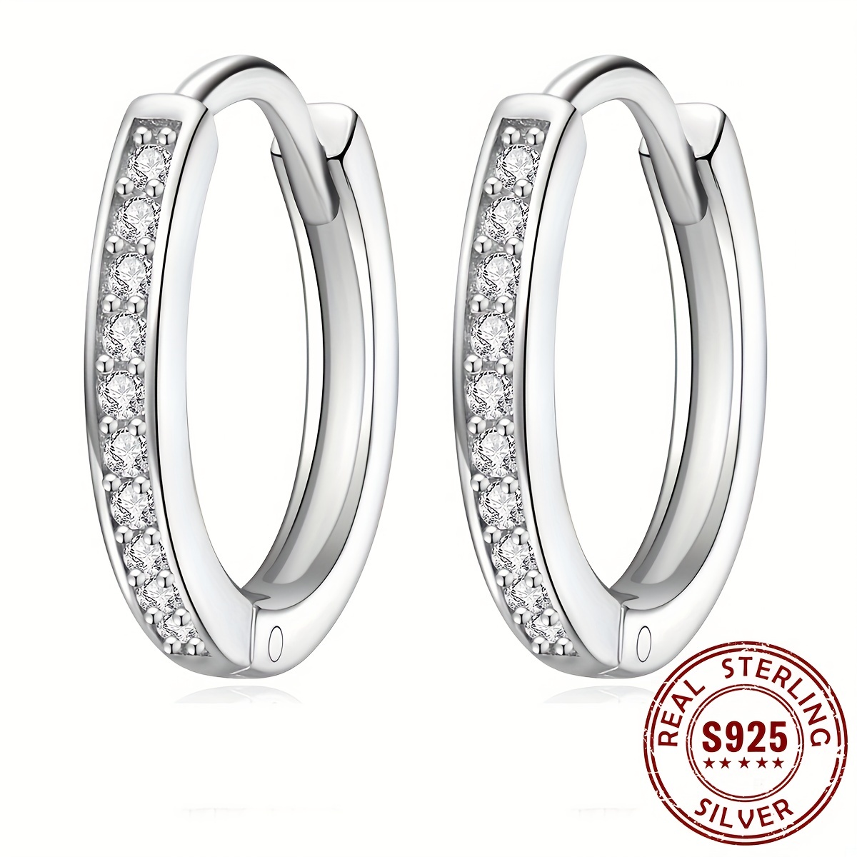 

925 Sterling Silver Hoop Earrings Inlaid Zircon Elegant Luxury Style Exquisite Gifts For Women Dating Wedding Earrings